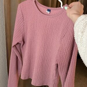 Old Navy Mauve Textured Crewneck Long Sleeve